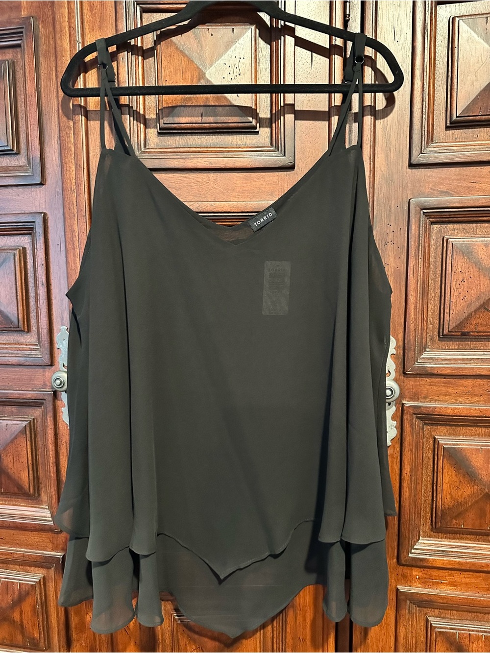 torrid Black Layered Chiffon Tank with Adjustable Straps